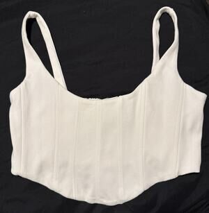 Brock Collection X H&M White Cropped Corset Top 100% Organic Cotton Sz L NWT